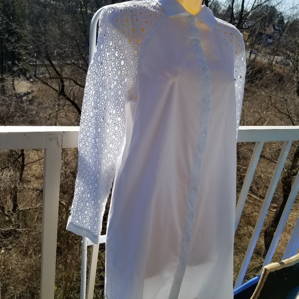 Guess White Crochet Shirt Dress